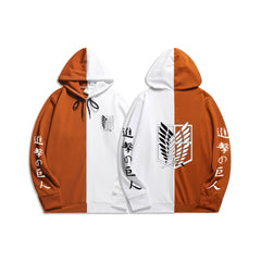 Trendy Unisex Anime Logo Color Block Hoodie