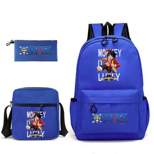 Trendy Anime Backpack Shoulder Pencil Bag Three-piece Set