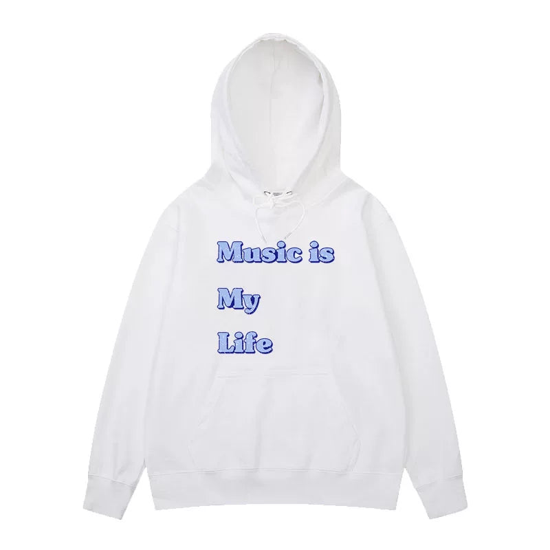 Music Is My Life Printed Trendy Hoodie