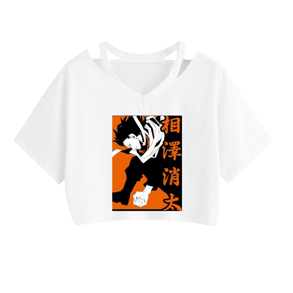 Women's Anime Graphic Printed Short Sleeve Crop T-shirt