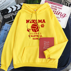 Unisex Casual Nekoma Printed Loose Hoodie