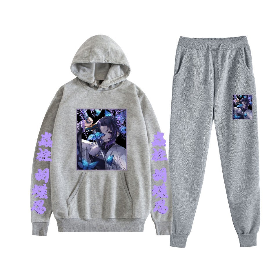 Casual Anime Graphic Print Hoodie Loose Pants