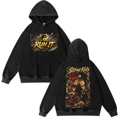 SKZ World Tour Run It Cotton Washed Hoodie Top