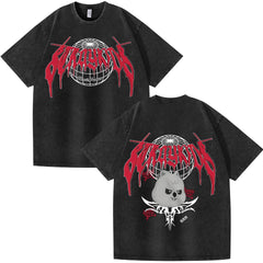 Unisex Kpop Dominate Pattern Washed T-Shirt