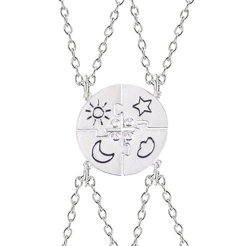 Star Moon Sun Cloud Splicing Friends Necklace