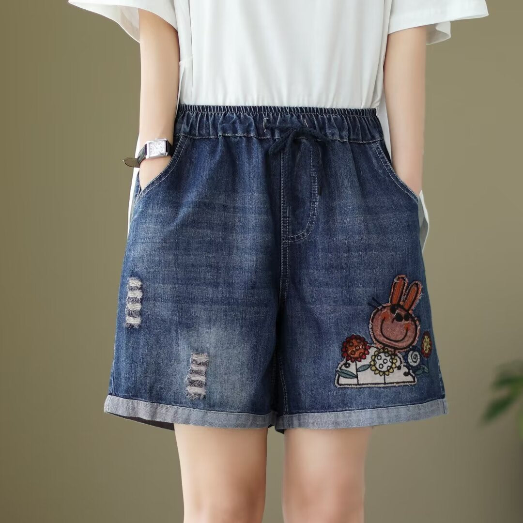 Women's Wide-leg Thin Denim Shorts