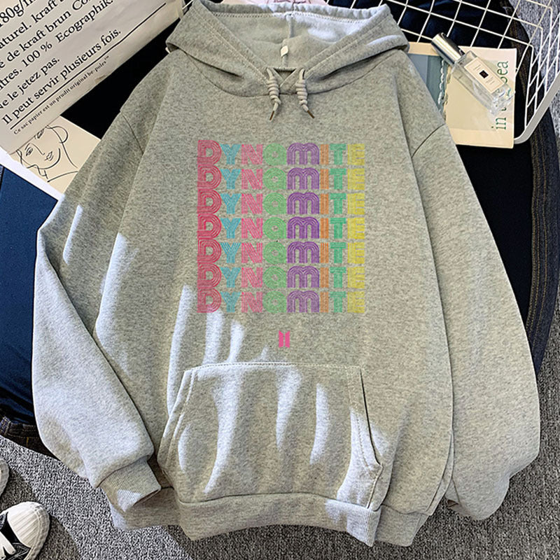 Women's Kpop DYNAMITE Candy-colored Loose Hoodie