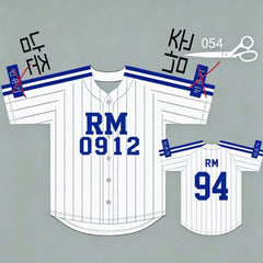 SUGA RM JK Striped Baseball Jersey Shirt