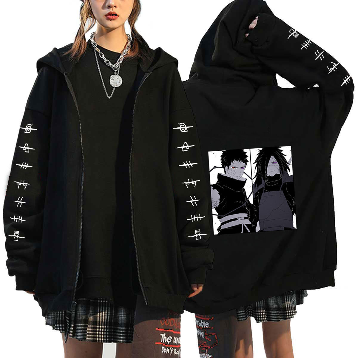 Unisex Anime Kakashi Zip Up Loose Hoodie