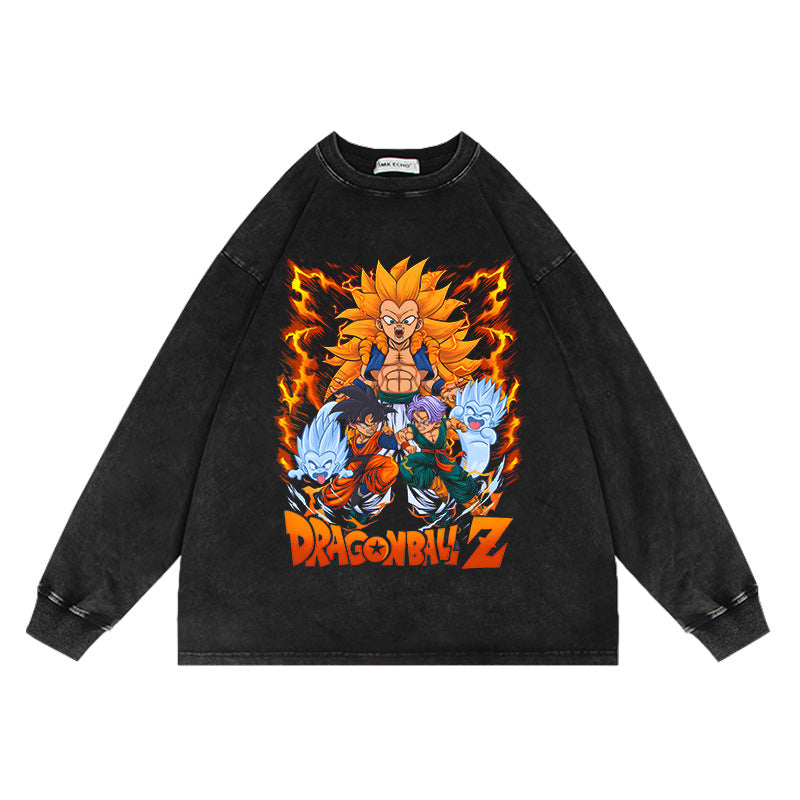 Vintage Anime Washed Oversize Crew Neck Sweatshirt