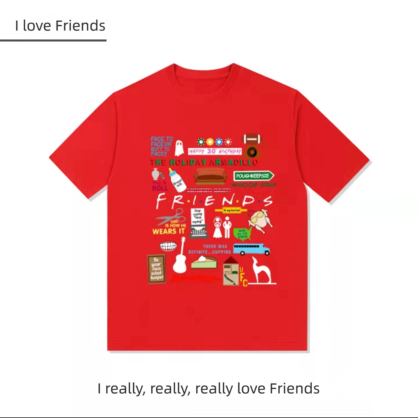 Unisex Casual Friends Letter Loose T-shirt