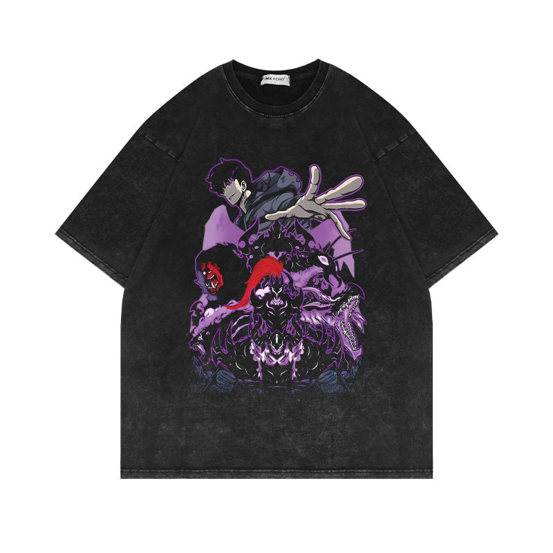Retro Washed Anime Short-sleeved T-shirt