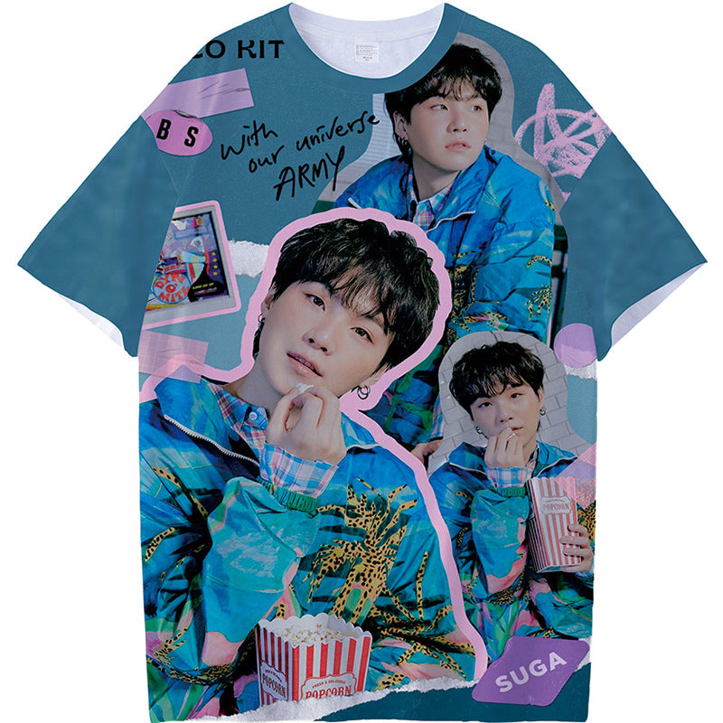 KPOP Graphic Digital Print Short Sleeve T-Shirt