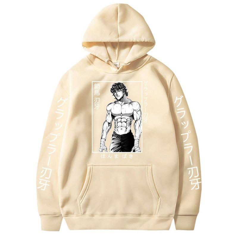 Men's Baki Anime Loose Pullover Hoodie