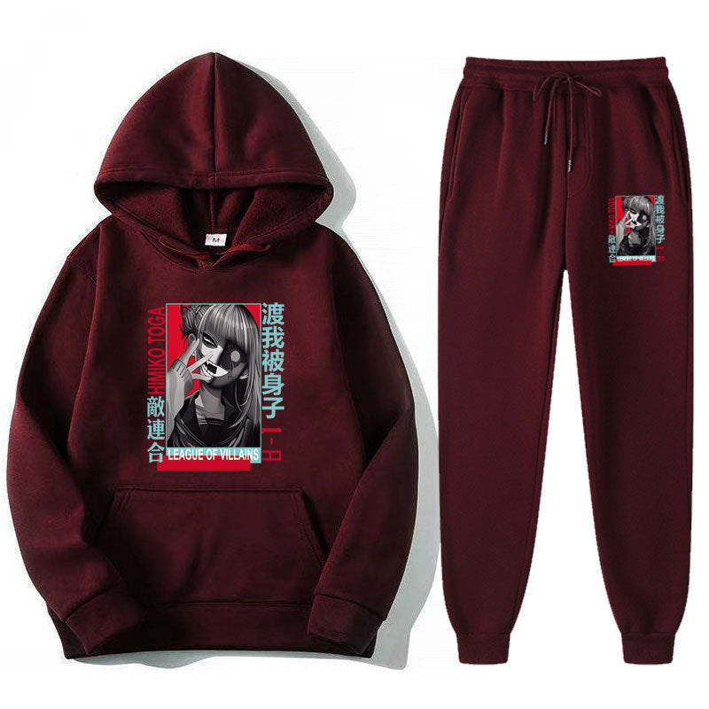 Casual Anime Loose Hoodie Sports Pants Suit