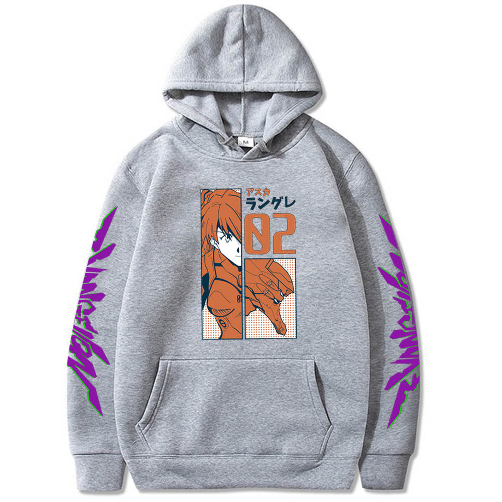 Casual Anime Ayanami Print Loose Hoodie