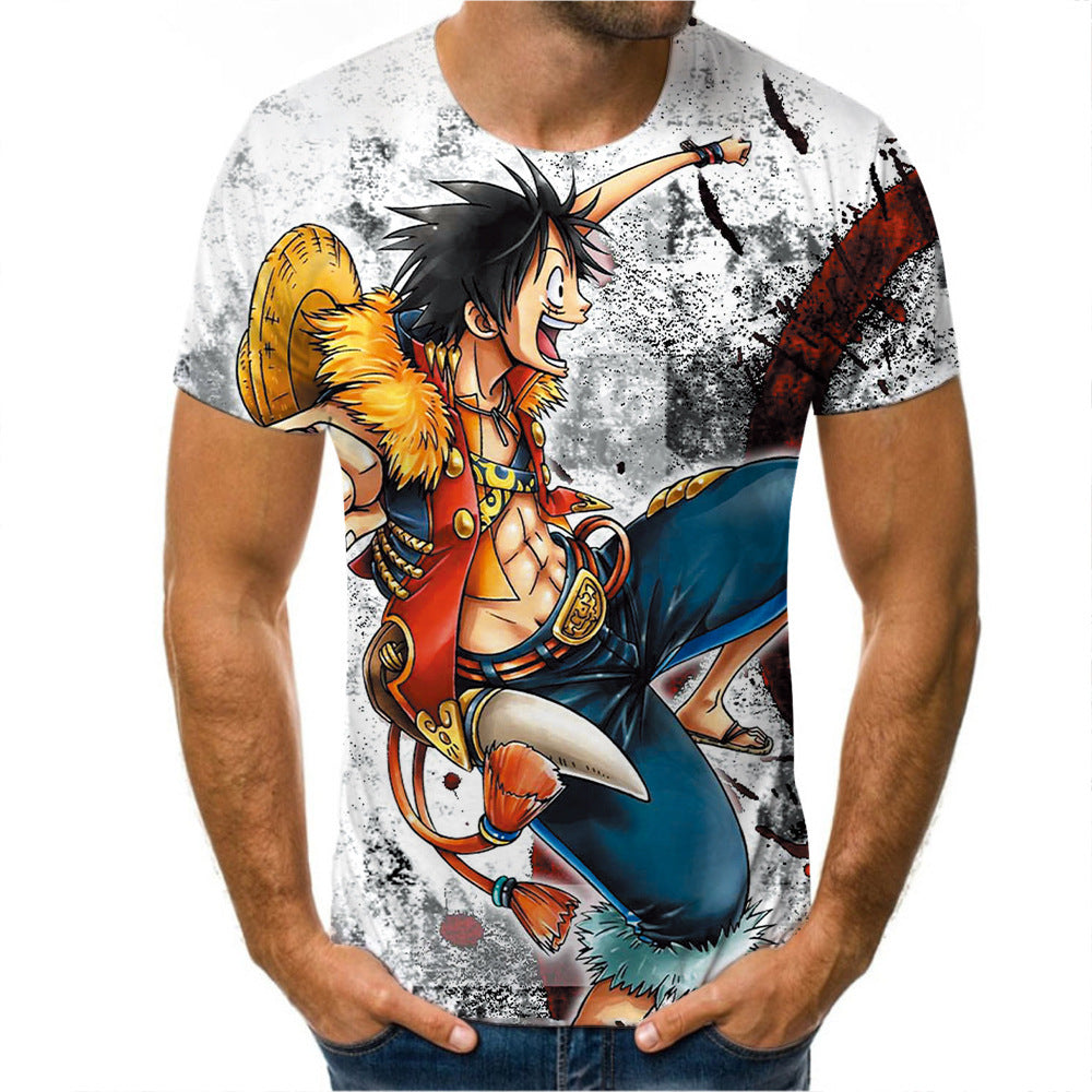 Men's Anime Digital Print Short Sleeve T-Shirt