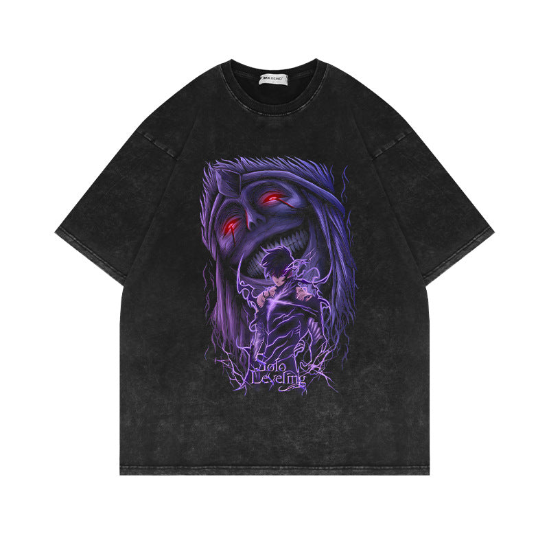 Retro Washed Anime Short-sleeved T-shirt