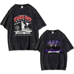 Retro KPOP Album Print Washed T-shirt