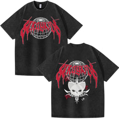 Unisex Kpop Dominate Pattern Washed T-Shirt