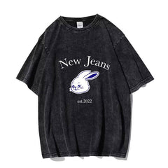 NJZ Rabbit Crew Neck Washed T-shirt
