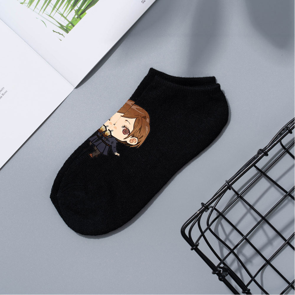 Casual Anime Cotton Breathable Boat Socks