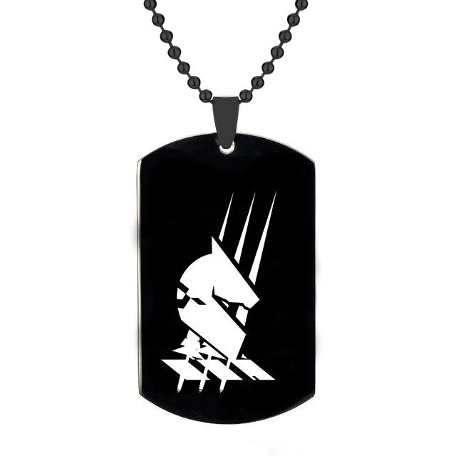Game Cool Pattern Silver/black Tag Necklace