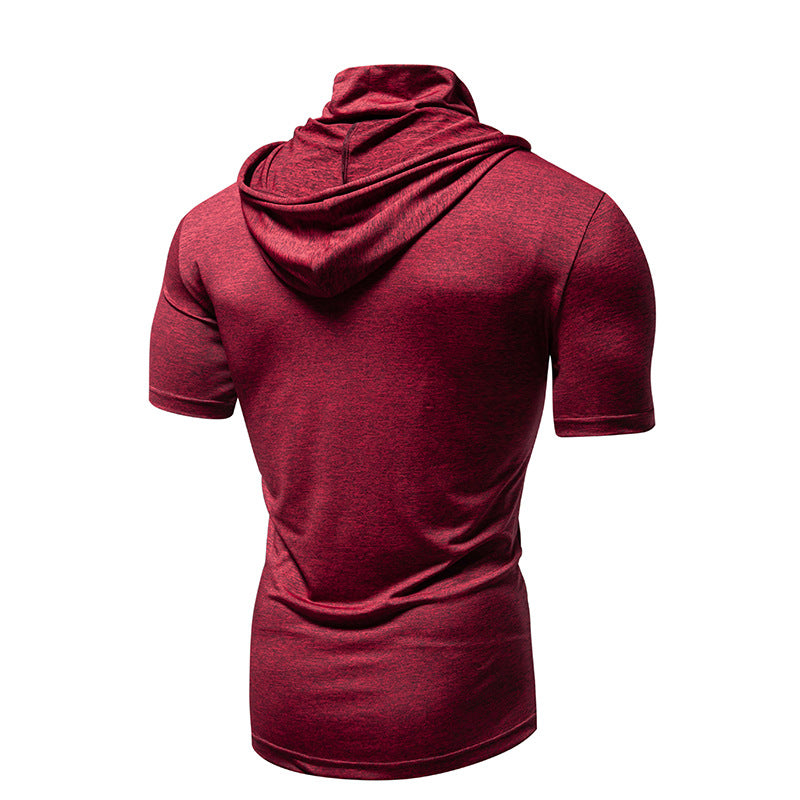 Men's Fitness Running Hooded Short-sleeved T-shirt