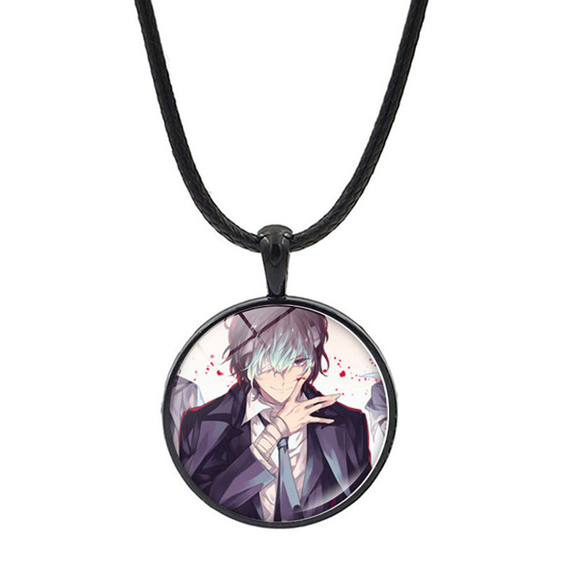 Versatile Anime Pendant Leather Rope Necklace