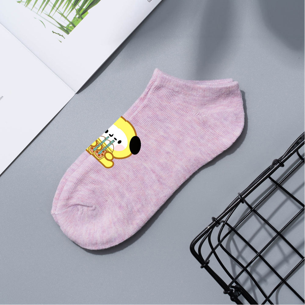 Cute Bts Multi-color Short Boat Socks