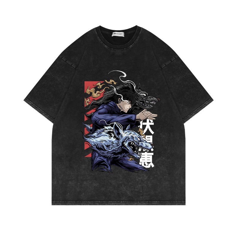 Retro Washed Anime Loose Short-sleeved T-shirt