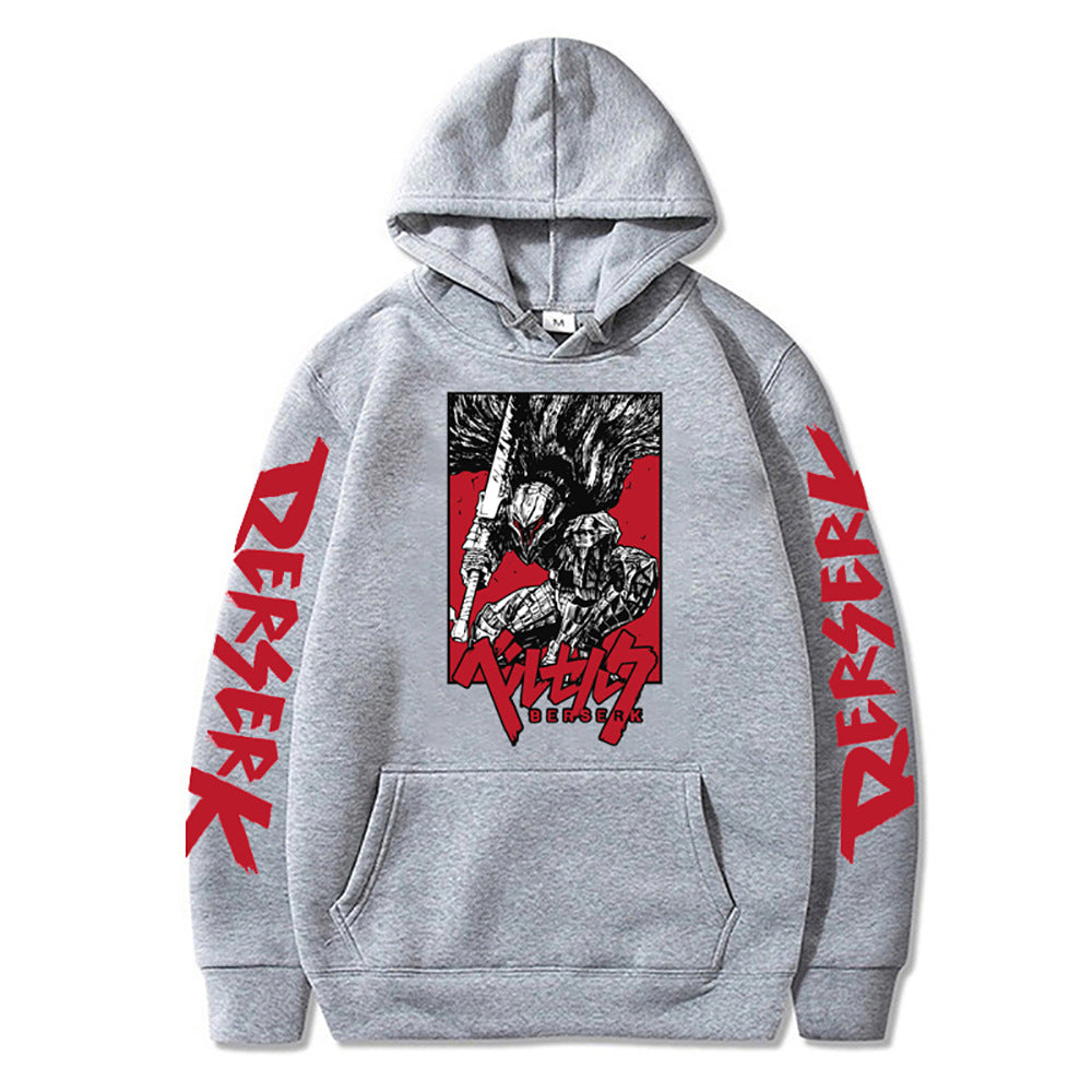 Retro Anime Printed Pullover Hoodie