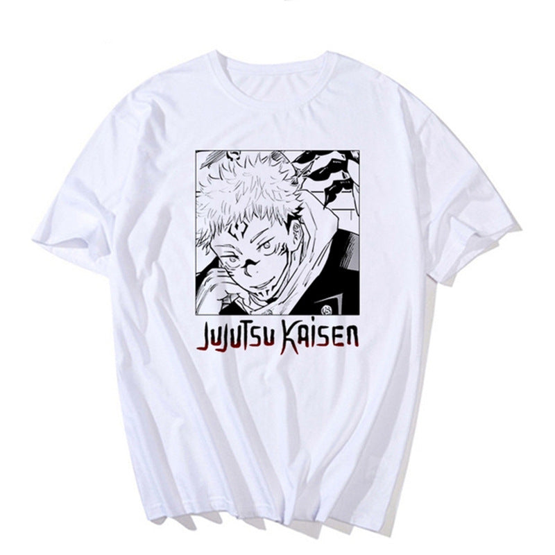 Men's Anime Printed Loose Crew Neck T-shirt