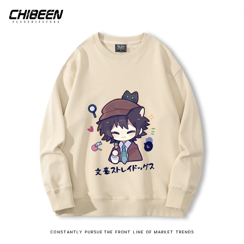 Casual Anime Printed Crew Neck Sweatshirt