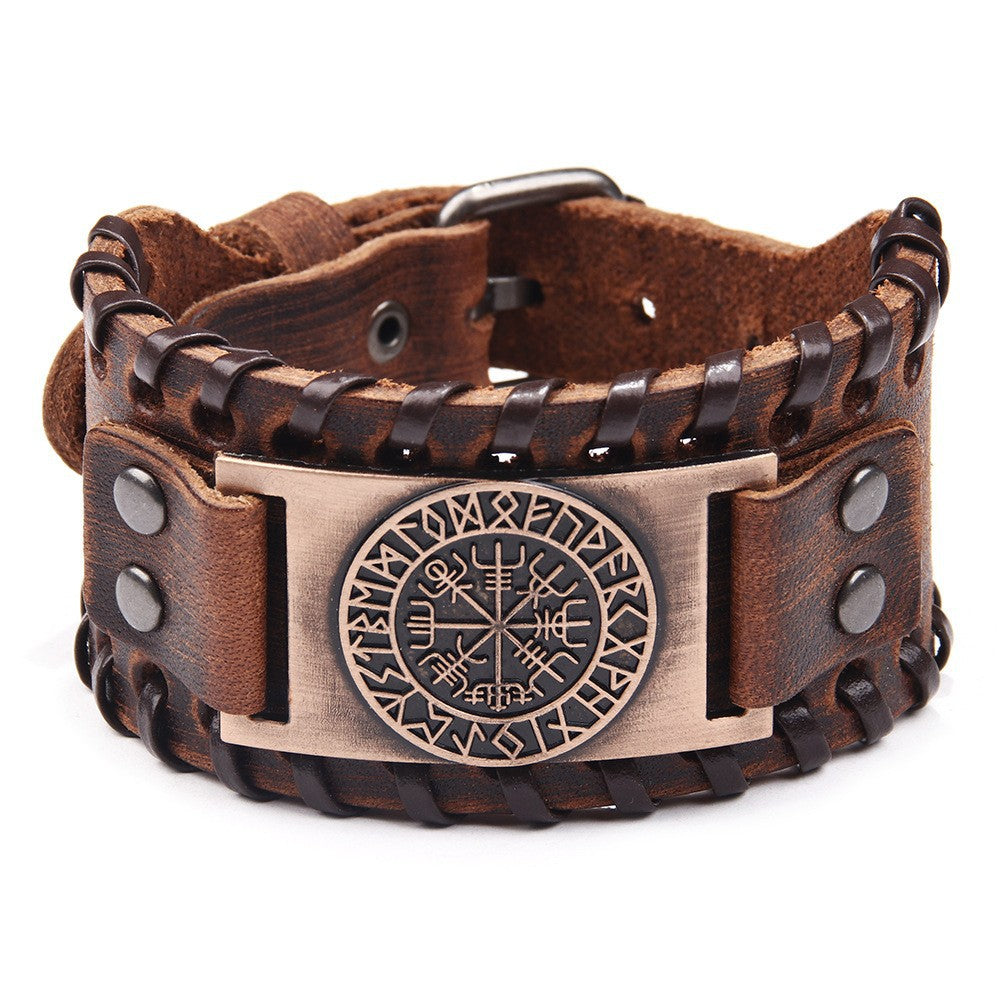 Men's Wolf Head Leather Bracelet