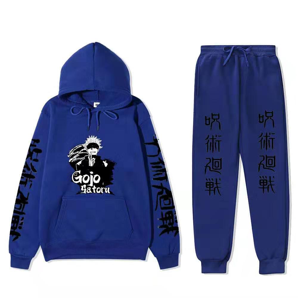 Unisex Gojo Printed Casual Hoodie Sports Pants Set