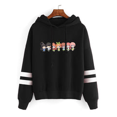 Women's Anime Printed Loose Striped Hoodie