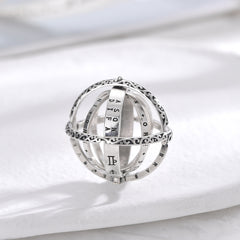 Retro Silver Astronomical Ball Cosmic Ring