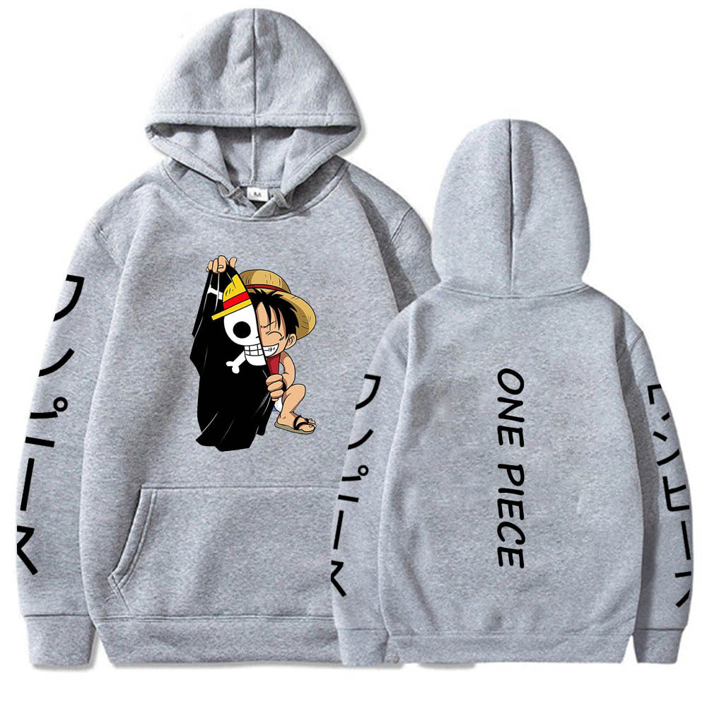 Unisex Luffy Printed Casual Loose Hoodie