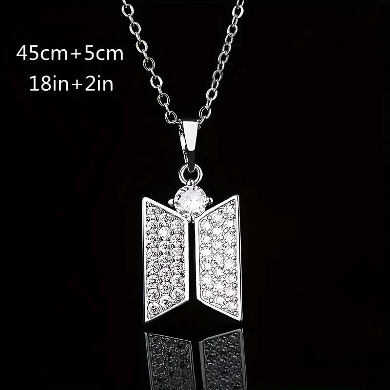 BTS Inlaid Zircon Pendant Necklace