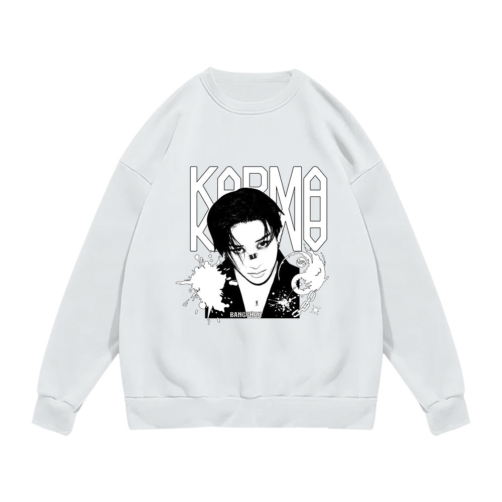 KPOP Album KARMA Logo Print Crew Neck Sweatshirt