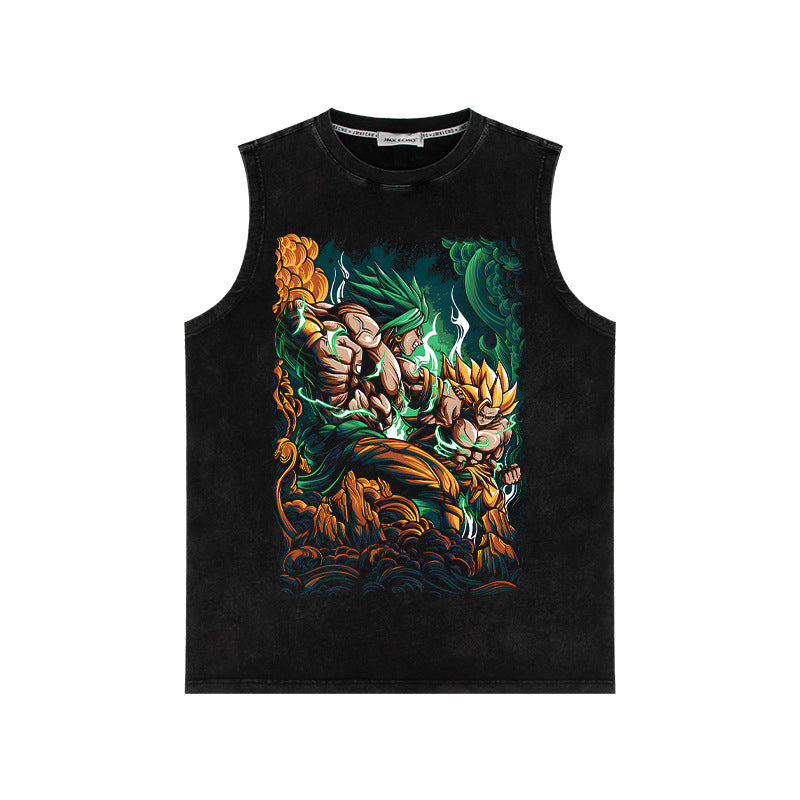 Retro Anime Washed Loose Sleeveless Vest