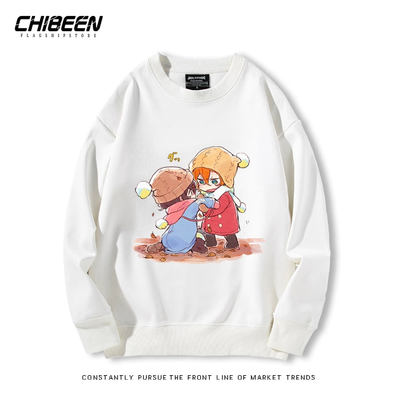 Casual Anime Printed Crew Neck Sweatshirt