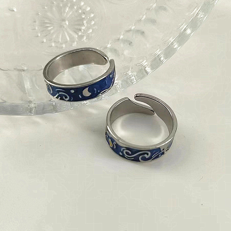 Starry Sky Couple Open Ring