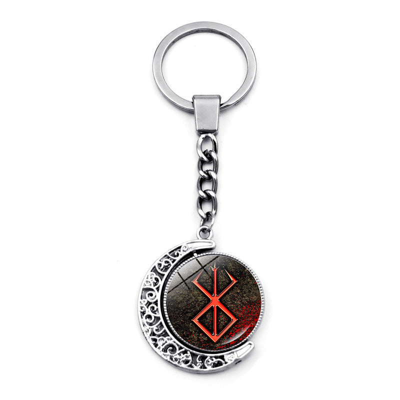 Double-sided Anime Logo Rotating Keychain Pendant