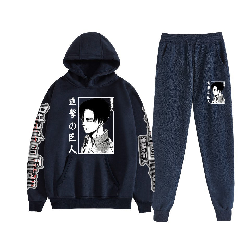 Men's Anime Pattern Print Hoodie Pants Set