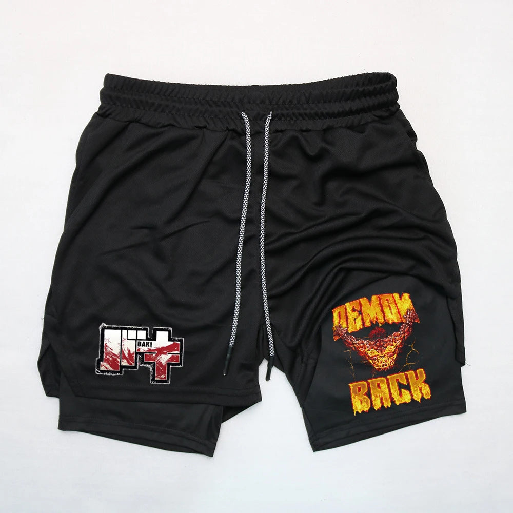 Baki Hanma Printed Double-layer Sports Shorts