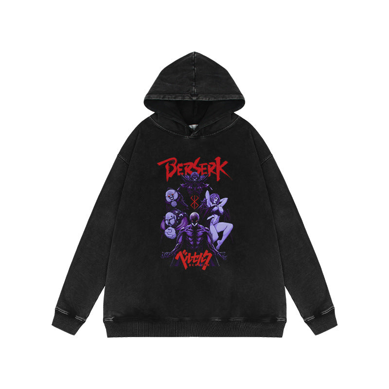 Trendy Vintage Anime Washed Loose Hoodie