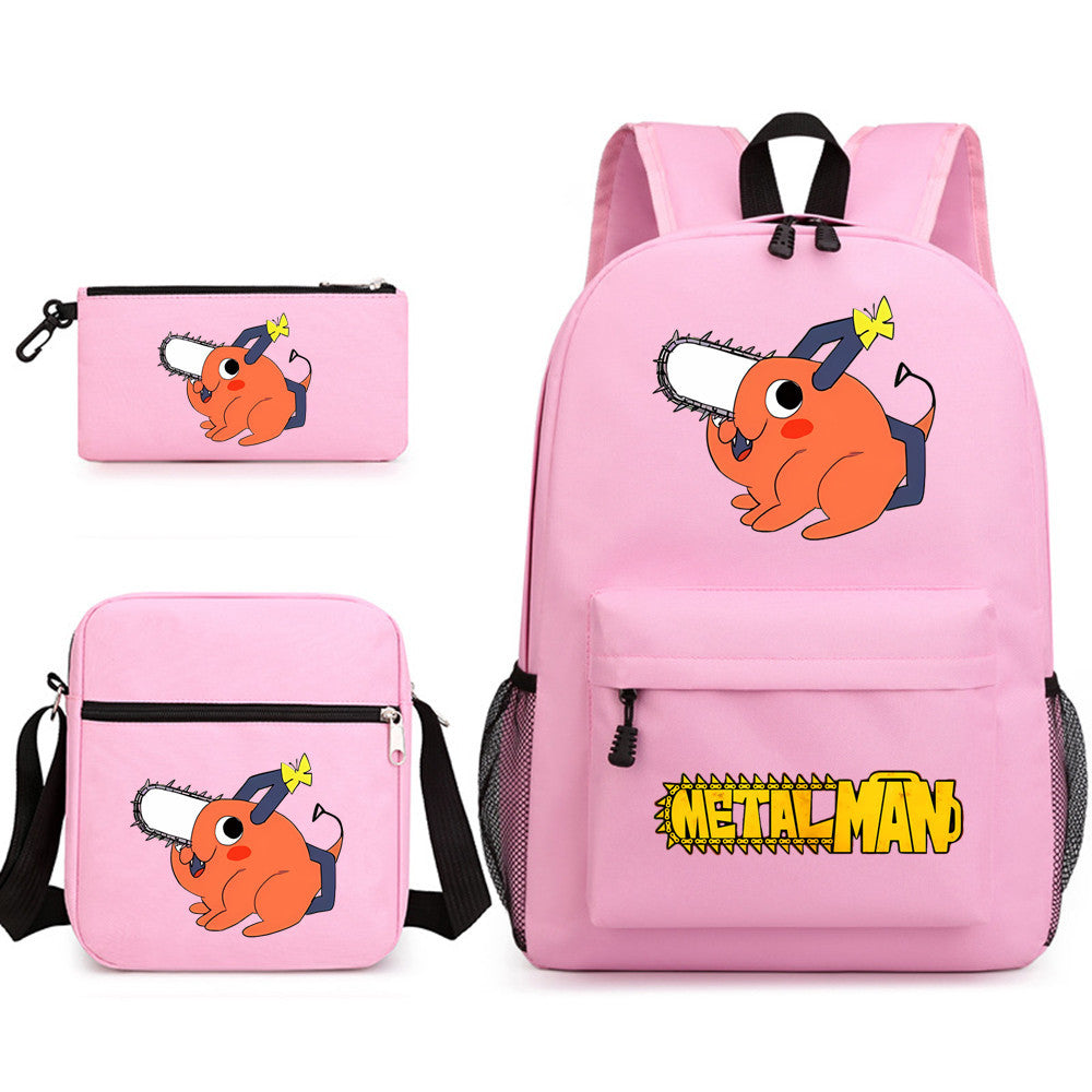 Pochita School Bag Three-piece Backpack