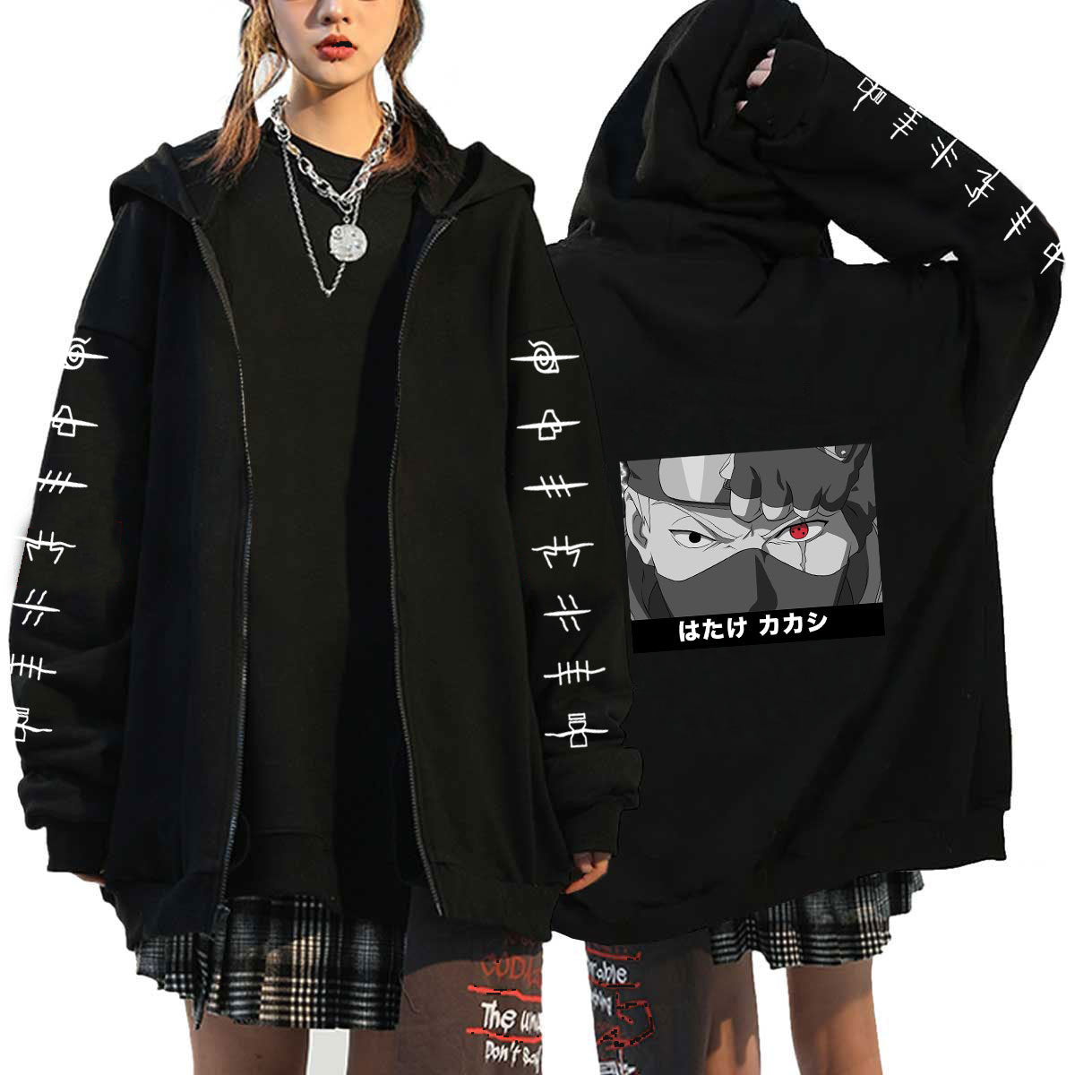 Unisex Anime Printed Zipper Casual Hoodie